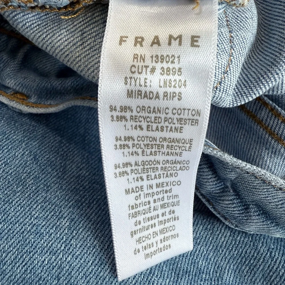 Frame Mirada Rips Light Wash Nouveau Straight Leg Jeans 29